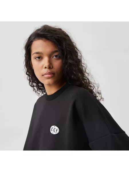 Lacoste Bluza Z Okrągłym Dekoltem Z Nadrukiem Regular Fit czarna