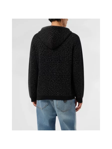 Dzianinowa bluza z kapturem Philipp Plein czarna