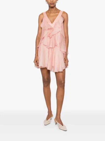Rochie mini Aje cu volane roz