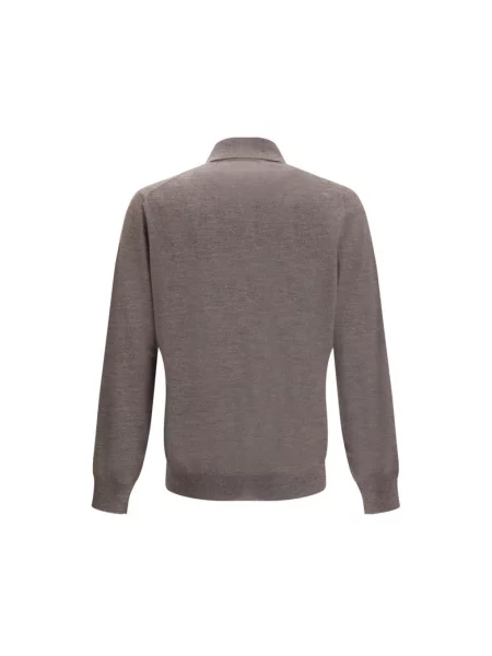 Koszulka polo Brunello Cucinelli z kołnierzem brązowa