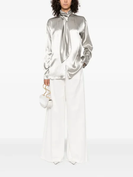 Cămașă Alberta Ferretti din satin gri