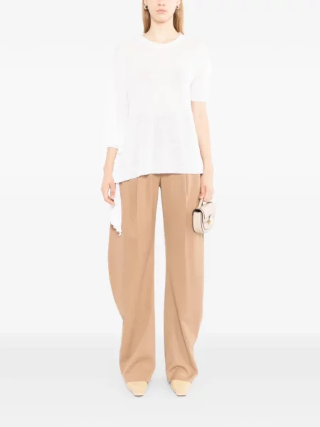 Tricou Uma Wang asimetric alb