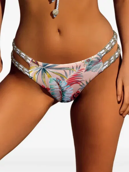 Gėlėtas raštuotas dirželis bikini Del Maar rožinė