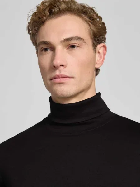 Sweter z golfem Ragman z długim rękawem do golfa czarny