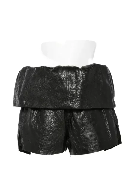 Pantaloni scurți Rick Owens din piele negru