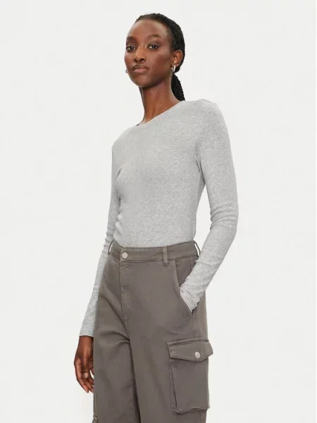 Koszulka z długim rękawem z mieszanki bawełny krój slim fit model RILEY' Only szara