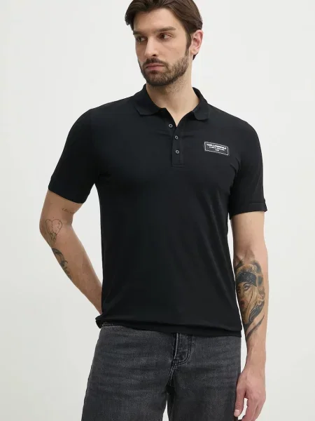 Karl Lagerfeld tricou polo barbati neted negru