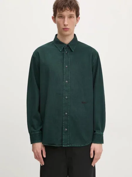 Košile Goya Denim regular s klasickým límcem zelená