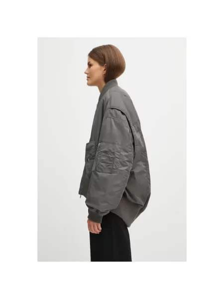 JW Anderson kurtka bomber Oversized Curved Hem Bomber przejściowa oversize szary