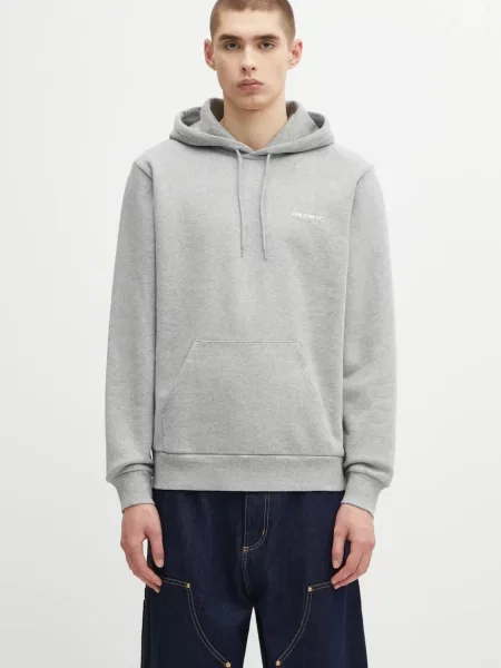 Μπλούζα Carhartt WIP Hooded Script Embroidery Sweat με κουκούλα γκρι