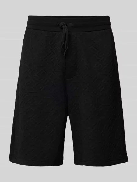Szorty z dzianiny dresowej o kroju regular fit z nadrukiem z logo i dodatkiem wiskoy Armani Exchange czarne