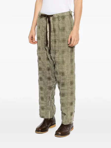 Pantaloni Uma Wang în carouri cu cordon verde