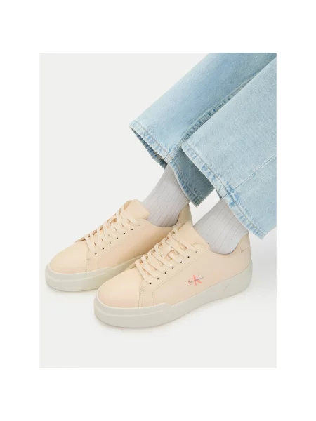 Tenisice Calvin Klein Chunky Cupsole Laceup Lth Ml Krem