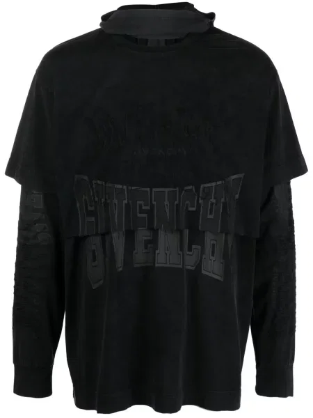 Tricou Givenchy cu broderie lung negru