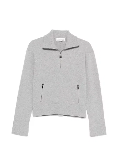 Pulover Victoria Beckham de jumătate de fermoar gri
