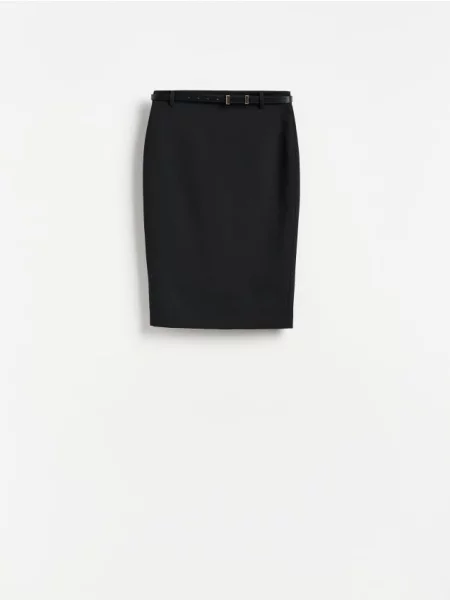Reserved Fustă midi cu curea negru