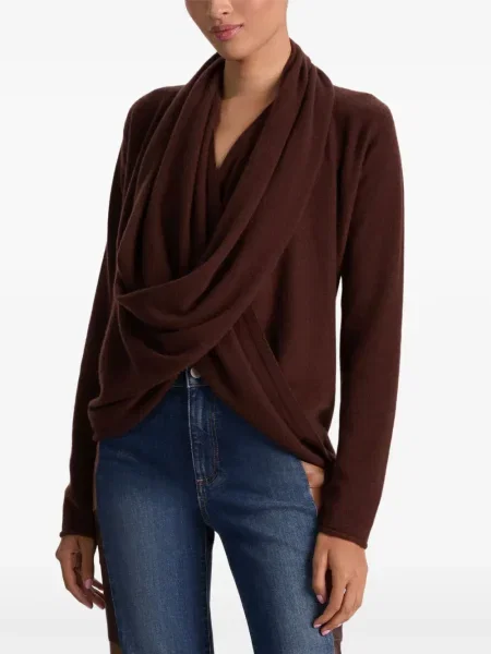 Sweter Alice + Olivia drapowany brązowy