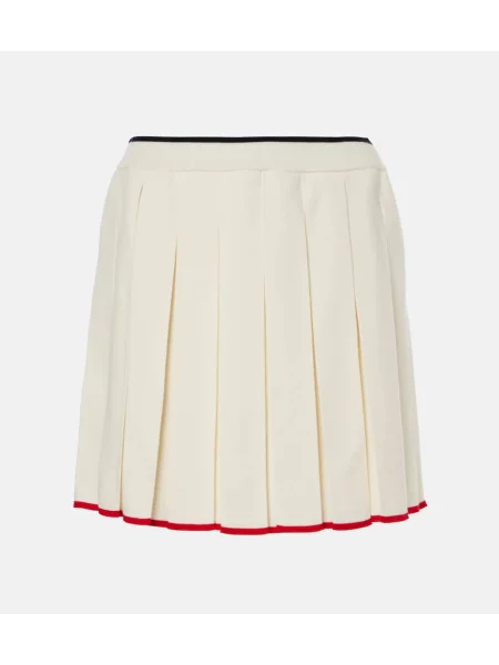 Fusta plisata Thom Browne de lână plisată alb