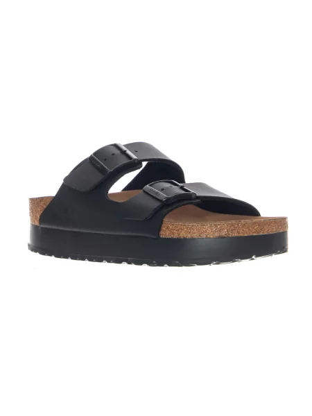 Klapki Birkenstock na platformie zamszowe czarne