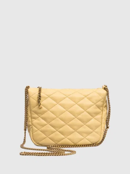 Шкіряна стьобана сумка Saint Laurent жовта