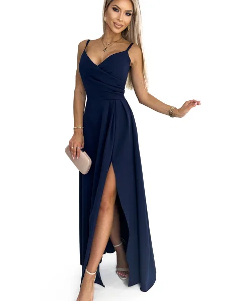 Костюм макси рокля Numoco синьо