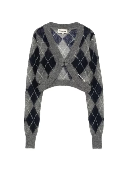 Decupat cardigan Shushu/tong cu model argyle gri