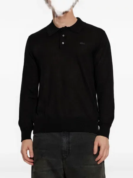 Lung tricou polo Lacoste cu autograf negru