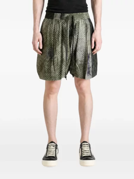 Pantaloni scurți Ziggy Chen de mătase verde