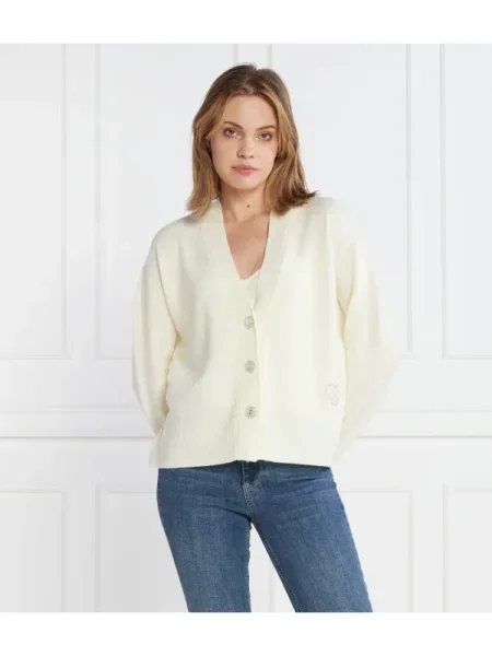 Liu Jo De lână cardigan | Cropped Fit alb