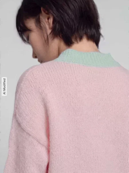 Sweter o kroju relaxed fit z blokowym łączeniem kolorów Only różowy
