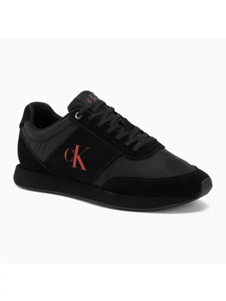 Încălțăminte pentru bărbați Calvin Klein Retro Runner Bans Leather Suede triple black/adrenaline rush negru