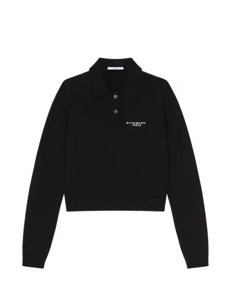 Tricou polo Givenchy de lână negru