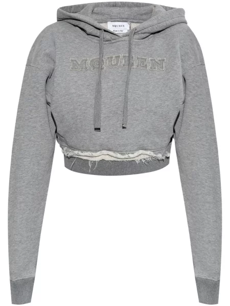 Haftowana bluza z kapturem Alexander Mcqueen szara