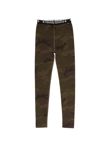 Leggings Chrome Hearts cu motiv cu inimi cu autograf verde