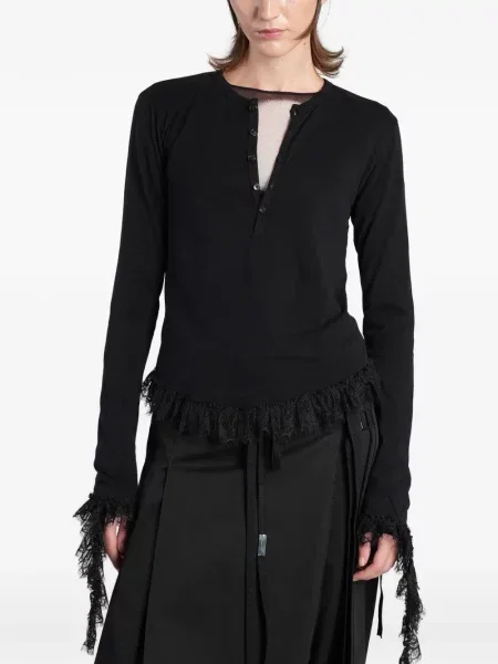 Top Ann Demeulemeester din dantelă negru
