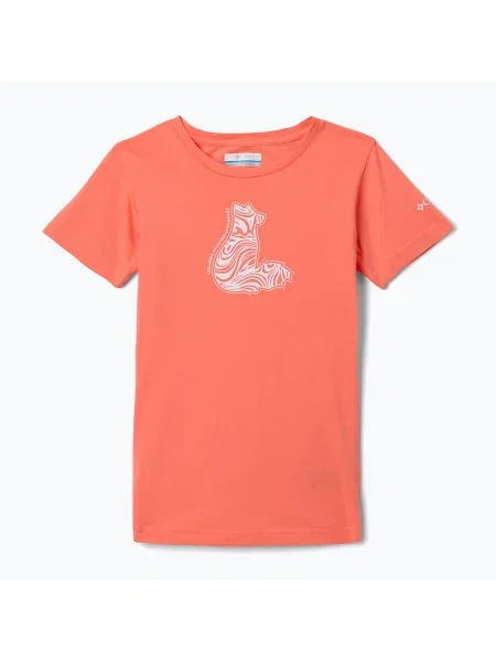 Tricou de trekking pentru copii Columbia Mission Lake Graphic hot coral/foxy swirl