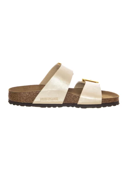 Klapki Birkenstock na sprzączkę zamszowe białe