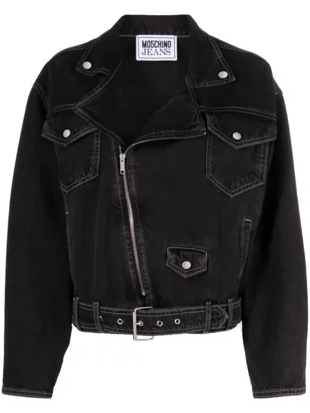 Kurtka jeansowa Moschino Jeans biker czarna