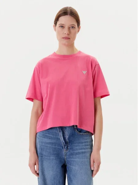 Тениска Guess Jeans дамска лилаво розово