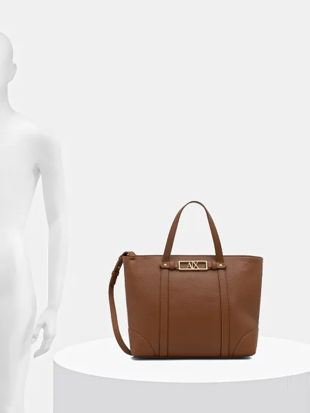 Műbőr shopper táska Armani Exchange barna