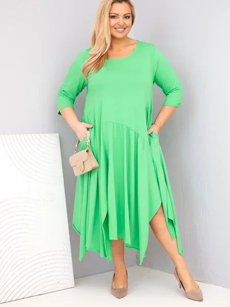 Rochie Kesi Włoski asimetrică verde