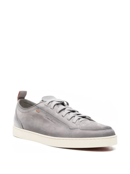 Sneakerși Santoni din piele cu autograf gri
