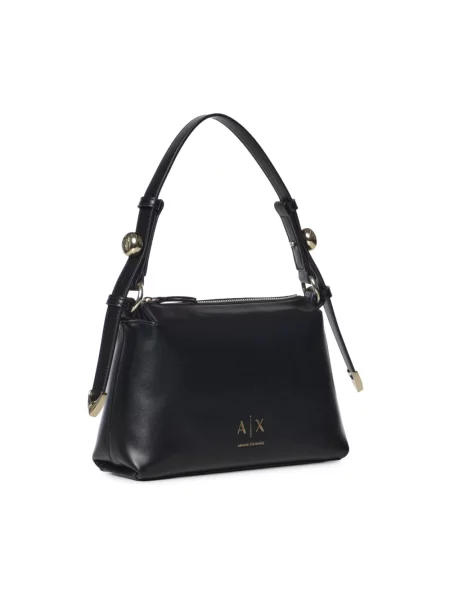 Lniana torebka Armani Exchange czarna