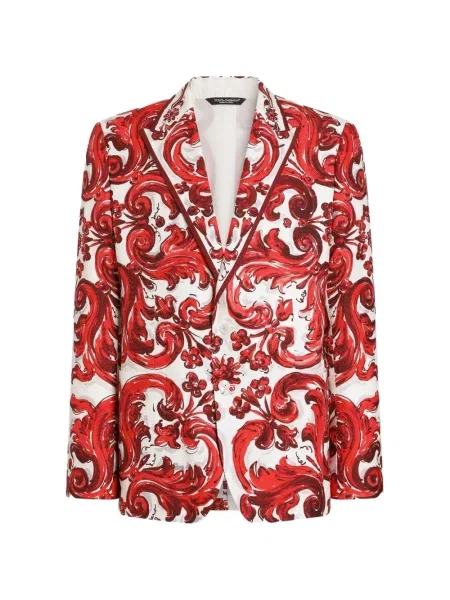 Geacă Dolce & Gabbana cu imagine din jacard alb