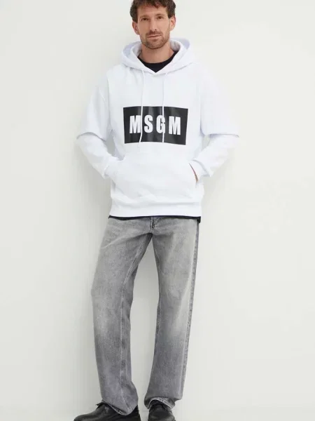 Кофта MSGM з капюшоном з принтом білий