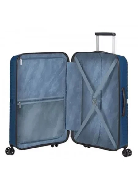 Lniana walizka American Tourister niebieska