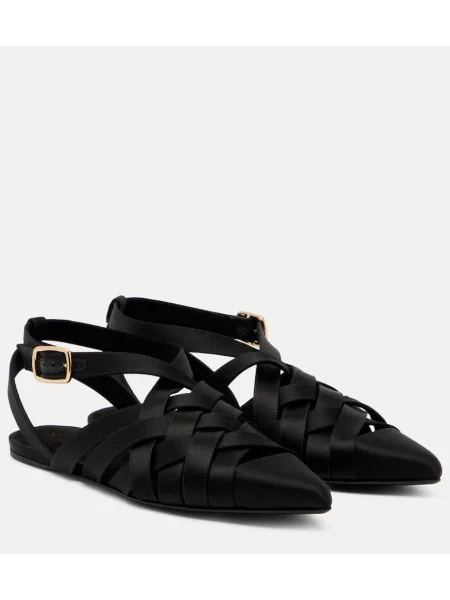 Sandale Loro Piana din satin negru