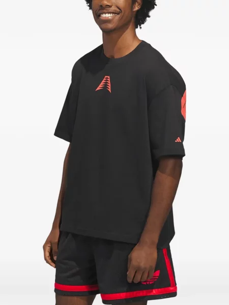 Tricou Adidas cu dungi cu imagine alergare gri