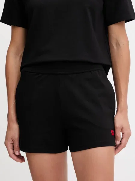 HUGO szorty lounge gładkie high waist czarny