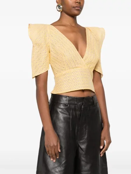 Bluzka Gemy Maalouf z dekoltem w serek żółta